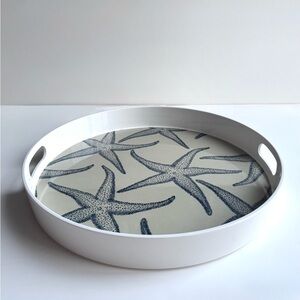 Target Home 15” Melamine Round White Serving Tray w/Starfish Print Beach Theme